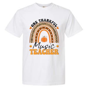 One Thankful Music Teacher Thanksgiving Rainbow Leopard Fall Garment-Dyed Heavyweight T-Shirt