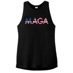 Original Trump Maga American Flag Maga America First Maga Ladies PosiCharge Tri-Blend Wicking Tank