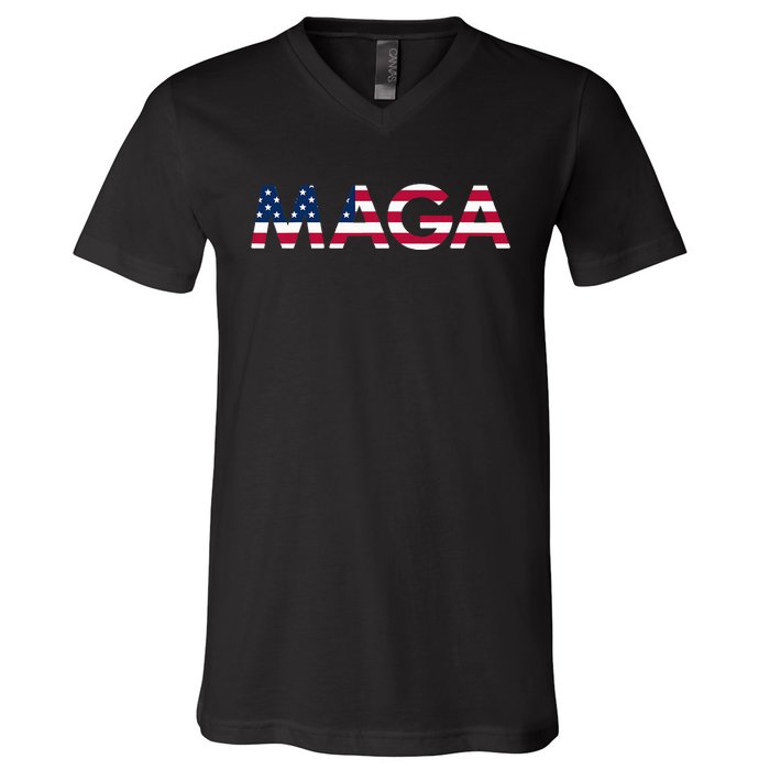 Original Trump Maga American Flag Maga America First Maga V-Neck T-Shirt