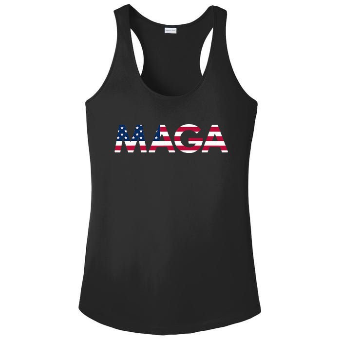 Original Trump Maga American Flag Maga America First Maga Ladies PosiCharge Competitor Racerback Tank