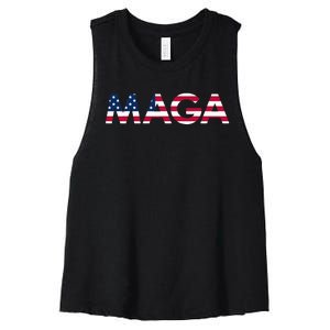 Original Trump Maga American Flag Maga America First Maga Women's Racerback Cropped Tank