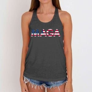 Original Trump Maga American Flag Maga America First Maga Women's Knotted Racerback Tank