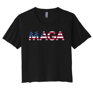 Original Trump Maga American Flag Maga America First Maga Women's Crop Top Tee