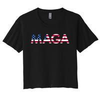 Original Trump Maga American Flag Maga America First Maga Women's Crop Top Tee