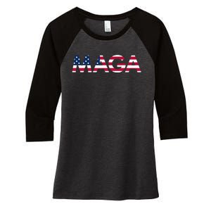 Original Trump Maga American Flag Maga America First Maga Women's Tri-Blend 3/4-Sleeve Raglan Shirt