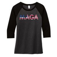 Original Trump Maga American Flag Maga America First Maga Women's Tri-Blend 3/4-Sleeve Raglan Shirt