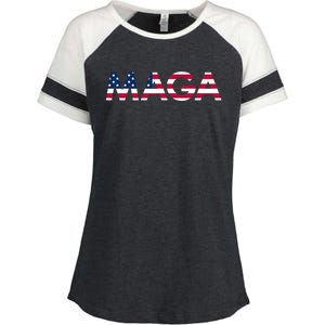 Original Trump Maga American Flag Maga America First Maga Enza Ladies Jersey Colorblock Tee