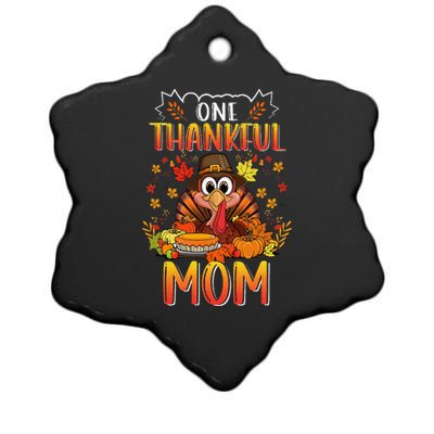 One Thankful Mom Matching Family Thankful Fall Thanksgiving Ceramic Star Ornament