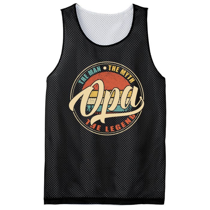 Opa The Man The Myth The Legend Vintage Retro Fathers Day Gift Mesh Reversible Basketball Jersey Tank