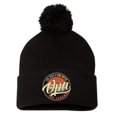 Opa The Man The Myth The Legend Vintage Retro Fathers Day Gift Pom Pom 12in Knit Beanie