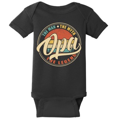 Opa The Man The Myth The Legend Vintage Retro Fathers Day Gift Baby Bodysuit