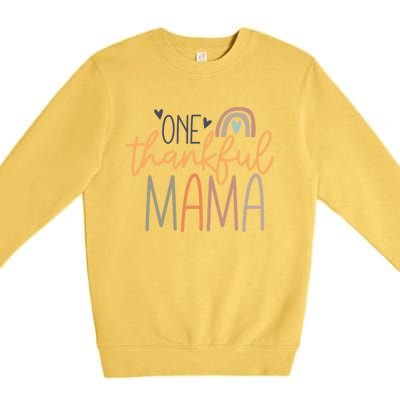 One Thankful Mama Vintage Rainbow Mama Life Thanksgiving Gift Premium Crewneck Sweatshirt