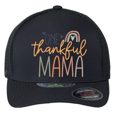 One Thankful Mama Vintage Rainbow Mama Life Thanksgiving Gift Flexfit Unipanel Trucker Cap