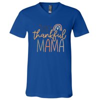 One Thankful Mama Vintage Rainbow Mama Life Thanksgiving Gift V-Neck T-Shirt