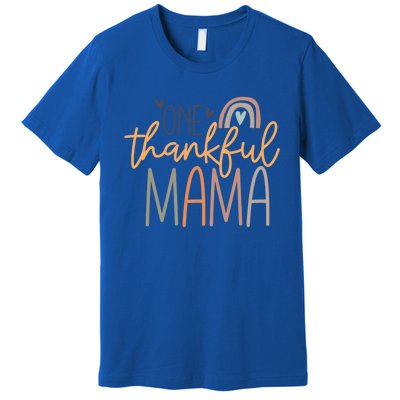 One Thankful Mama Vintage Rainbow Mama Life Thanksgiving Gift Premium T-Shirt