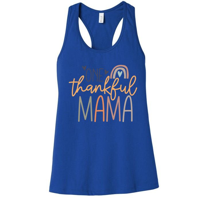 One Thankful Mama Vintage Rainbow Mama Life Thanksgiving Gift Women's Racerback Tank