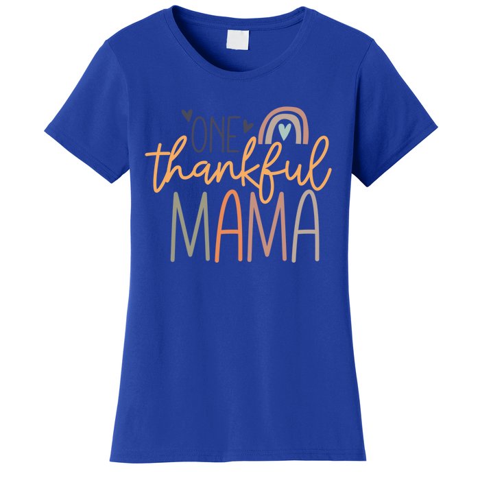 One Thankful Mama Vintage Rainbow Mama Life Thanksgiving Gift Women's T-Shirt