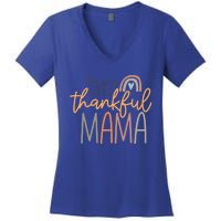 One Thankful Mama Vintage Rainbow Mama Life Thanksgiving Gift Women's V-Neck T-Shirt