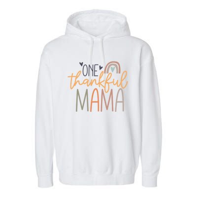 One Thankful Mama Vintage Rainbow Mama Life Thanksgiving Gift Garment-Dyed Fleece Hoodie