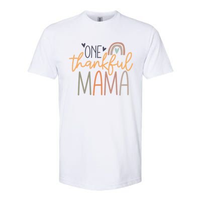 One Thankful Mama Vintage Rainbow Mama Life Thanksgiving Gift Softstyle® CVC T-Shirt