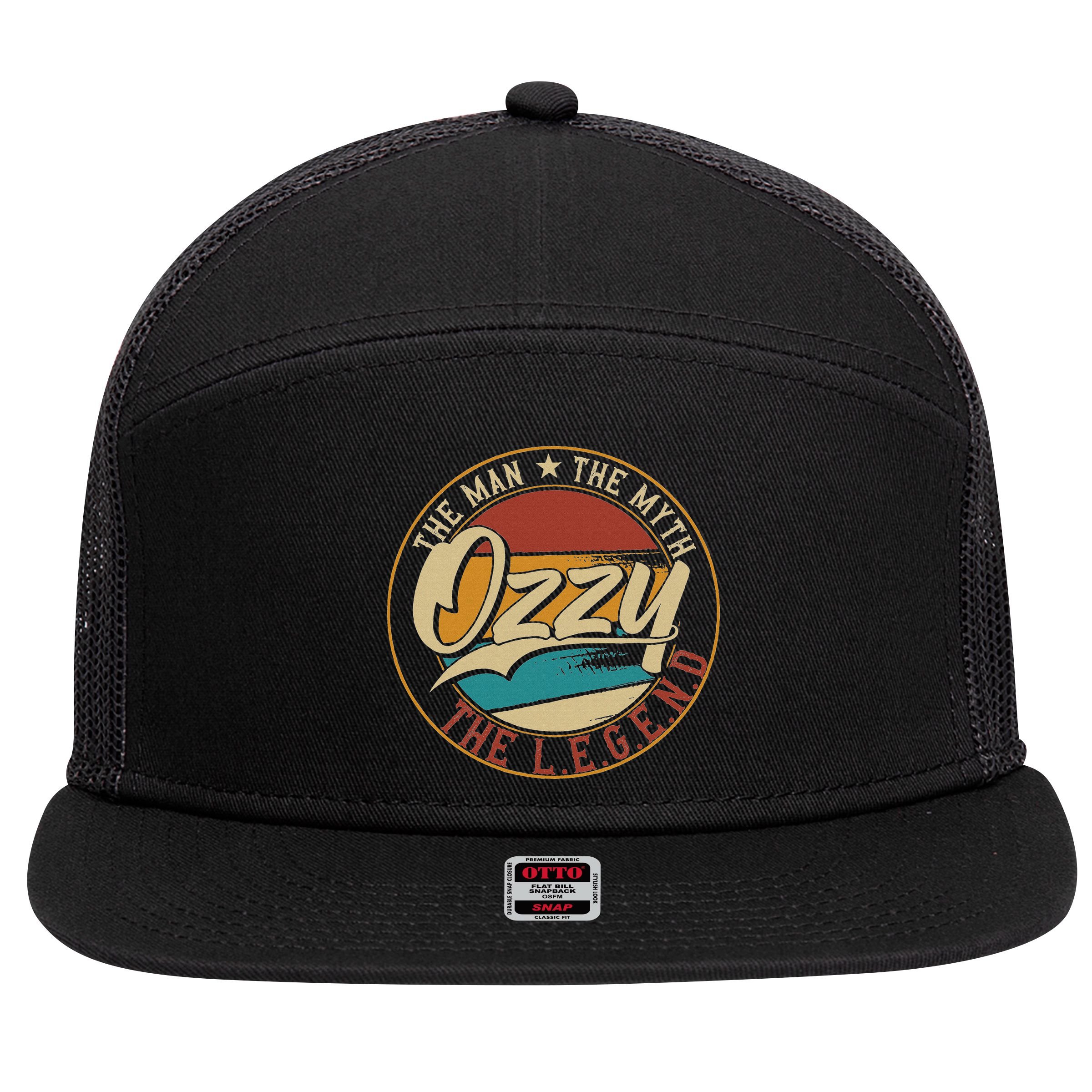 Ozzy The Man The Myth The Legend 7 Panel Mesh Trucker Snapback Hat