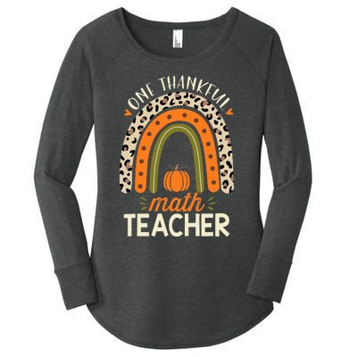 One Thankful Math Teacher Thanksgiving Leopard Rainbow Women's Perfect Tri Tunic Long Sleeve Shirt