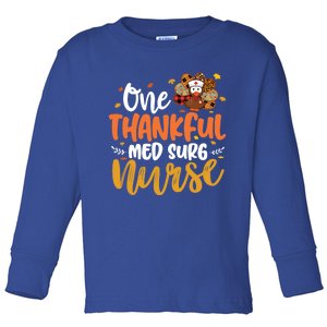 One Thankful Med Surg Nurse Turkey Leopard Thanksgiving Great Gift Toddler Long Sleeve Shirt