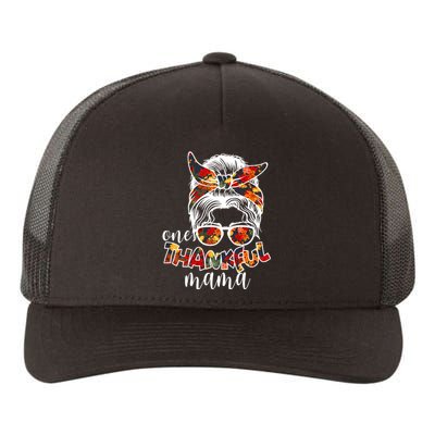 One Thankful Mama Fall Hair Bun Yupoong Adult 5-Panel Trucker Hat