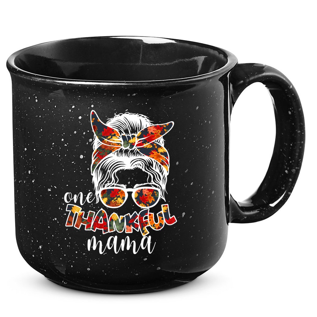 One Thankful Mama Fall Hair Bun 15oz Campfire Ceramic Mug