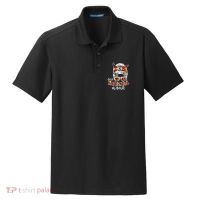 One Thankful Mama Fall Hair Bun Dry Zone Grid Polo