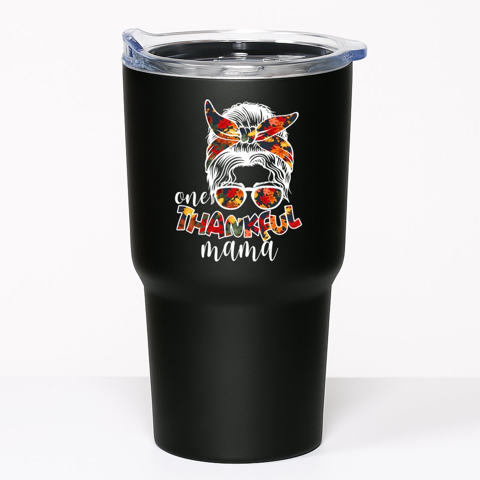 One Thankful Mama Fall Hair Bun Tumbler
