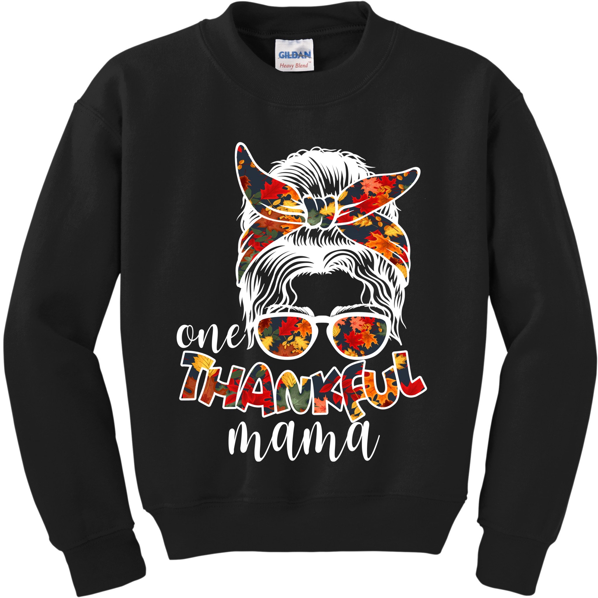 One Thankful Mama Fall Hair Bun Kids Sweatshirt