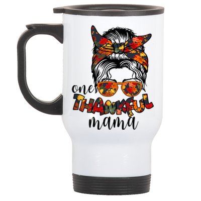 One Thankful Mama Fall Hair Bun Stainless Steel Travel Mug