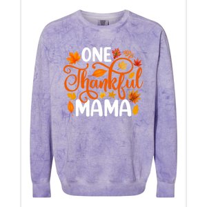 One Thankful Mama Funny Fall Autumn Thanksgiving Cool Gift Colorblast Crewneck Sweatshirt