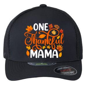 One Thankful Mama Funny Fall Autumn Thanksgiving Cool Gift Flexfit Unipanel Trucker Cap