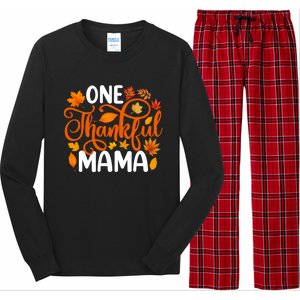 One Thankful Mama Funny Fall Autumn Thanksgiving Cool Gift Long Sleeve Pajama Set