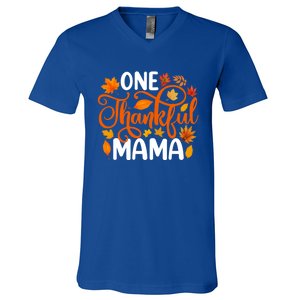 One Thankful Mama Funny Fall Autumn Thanksgiving Cool Gift V-Neck T-Shirt