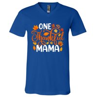 One Thankful Mama Funny Fall Autumn Thanksgiving Cool Gift V-Neck T-Shirt