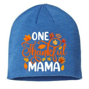 One Thankful Mama Funny Fall Autumn Thanksgiving Cool Gift Sustainable Beanie