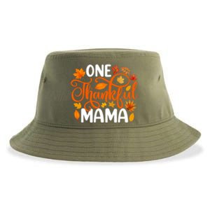 One Thankful Mama Funny Fall Autumn Thanksgiving Cool Gift Sustainable Bucket Hat