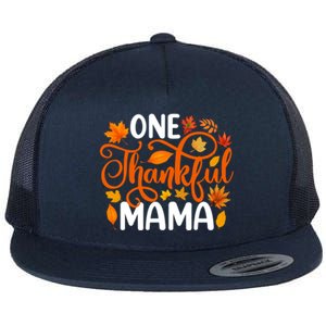 One Thankful Mama Funny Fall Autumn Thanksgiving Cool Gift Flat Bill Trucker Hat