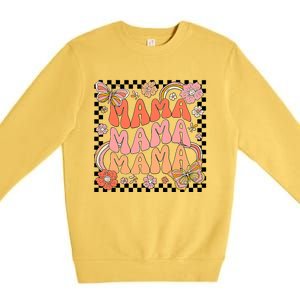 One Thankful Mama Leopard Fall Cute Thanksgiving Premium Crewneck Sweatshirt