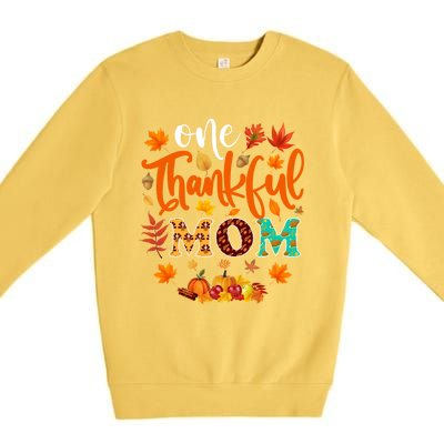 One Thankful Mom Cute Gift Funny Fall Autumn Thanksgiving Gift Premium Crewneck Sweatshirt