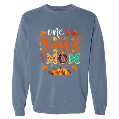 One Thankful Mom Cute Gift Funny Fall Autumn Thanksgiving Gift Garment-Dyed Sweatshirt