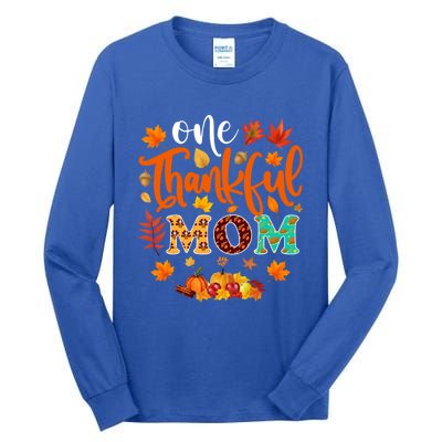 One Thankful Mom Cute Gift Funny Fall Autumn Thanksgiving Gift Tall Long Sleeve T-Shirt