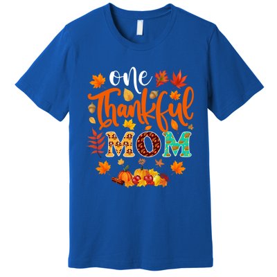 One Thankful Mom Cute Gift Funny Fall Autumn Thanksgiving Gift Premium T-Shirt