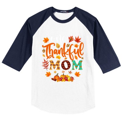 One Thankful Mom Cute Gift Funny Fall Autumn Thanksgiving Gift Baseball Sleeve Shirt