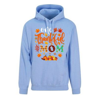 One Thankful Mom Cute Gift Funny Fall Autumn Thanksgiving Gift Unisex Surf Hoodie