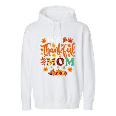 One Thankful Mom Cute Gift Funny Fall Autumn Thanksgiving Gift Garment-Dyed Fleece Hoodie