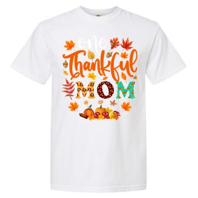 One Thankful Mom Cute Gift Funny Fall Autumn Thanksgiving Gift Garment-Dyed Heavyweight T-Shirt